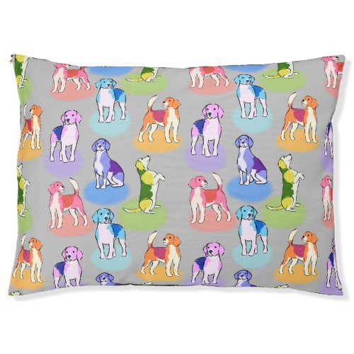 Cute beagle dog breed multi color illustration pet bed