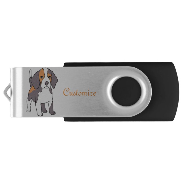Cute Beagle Dog Breed Thunder_Cove Flash Drive (Back)