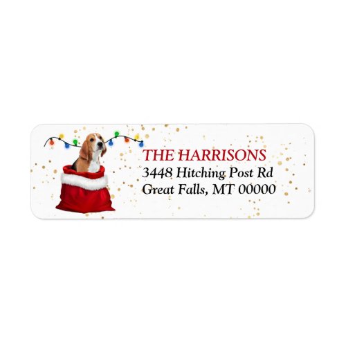 Cute Beagle Dog Christmas Gift Bag Return Address Label