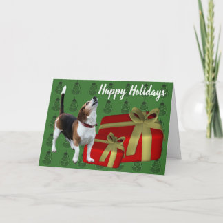 Cute Beagle Dog Christmas Holiday Card