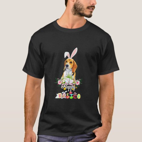 Cute Beagle Dog Easter Bunny Costume Happy Easter  T_Shirt