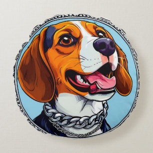 🐶 Cute Beagle Dog Gift For Pet Lover 🎁 Round Pillow