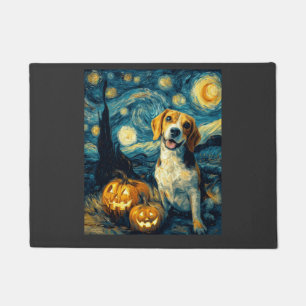 Cute beagle Dog Halloween Jack O Lantern Pumpkin F Doormat