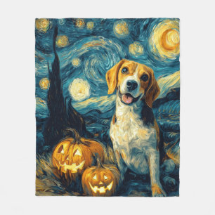 Cute beagle Dog Halloween Jack O Lantern Pumpkin F Fleece Blanket