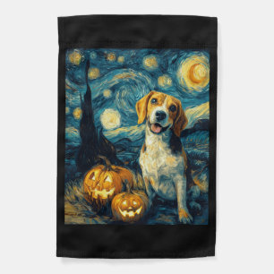 Cute beagle Dog Halloween Jack O Lantern Pumpkin F Garden Flag