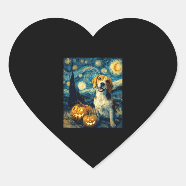Cute beagle Dog Halloween Jack O Lantern Pumpkin F Heart Sticker (Front)