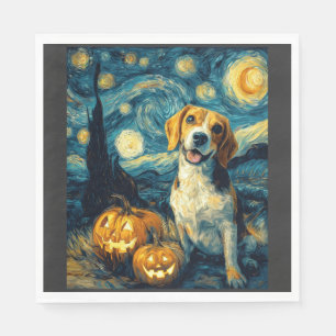 Cute beagle Dog Halloween Jack O Lantern Pumpkin F Napkins