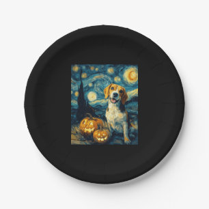 Cute beagle Dog Halloween Jack O Lantern Pumpkin F Paper Plates