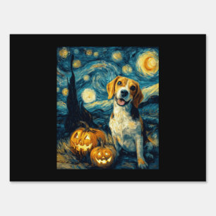 Cute beagle Dog Halloween Jack O Lantern Pumpkin F Sign