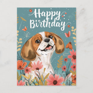 Cute Beagle dog Happy Birthday  Postcard