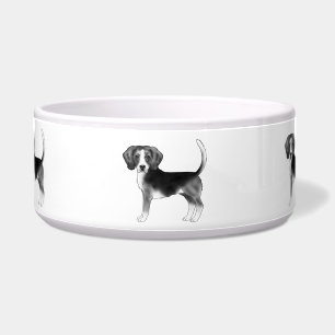 Cute Beagle Dog Illustration In Black And White Bowl