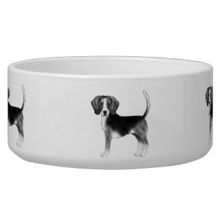 Cute Beagle Dog Illustration In Black And White Bowl