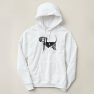 Cute Beagle Dog Illustration In Black And White Hoodie