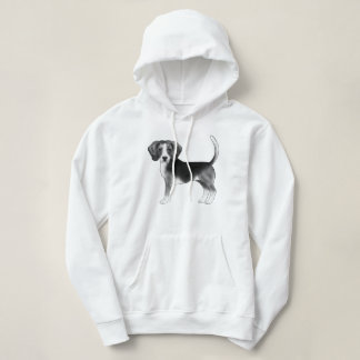 Cute Beagle Dog Illustration In Black And White Hoodie
