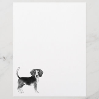 Cute Beagle Dog Illustration In Black And White Letterhead