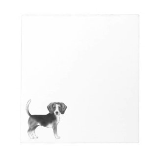 Cute Beagle Dog Illustration In Black And White Notepad