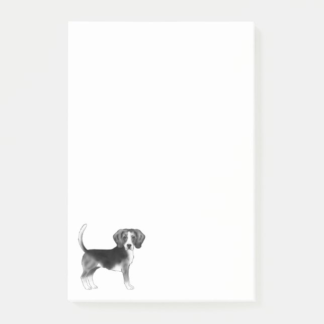 Cute Beagle Dog Illustration In Black And White Post-it Notes (Front)