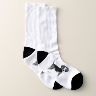 Cute Beagle Dog Illustration In Black And White Socks