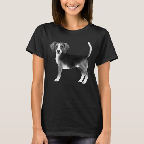 Cute Beagle Dog Illustration In Black And White T_Shirt