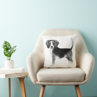 Cute Beagle Dog Illustration In Black And White Throw Pillow