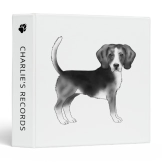 Cute Beagle Dog In Black And White And Custom Text 3 Ring Binder