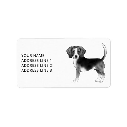 Cute Beagle Dog In Black And White And Custom Text Label