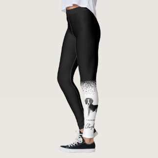 Cute Beagle Dog In Black And White And Custom Text Leggings