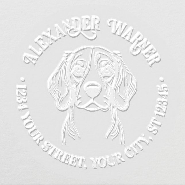 Cute Beagle Dog Line Art Name Return Address Embosser (Design)