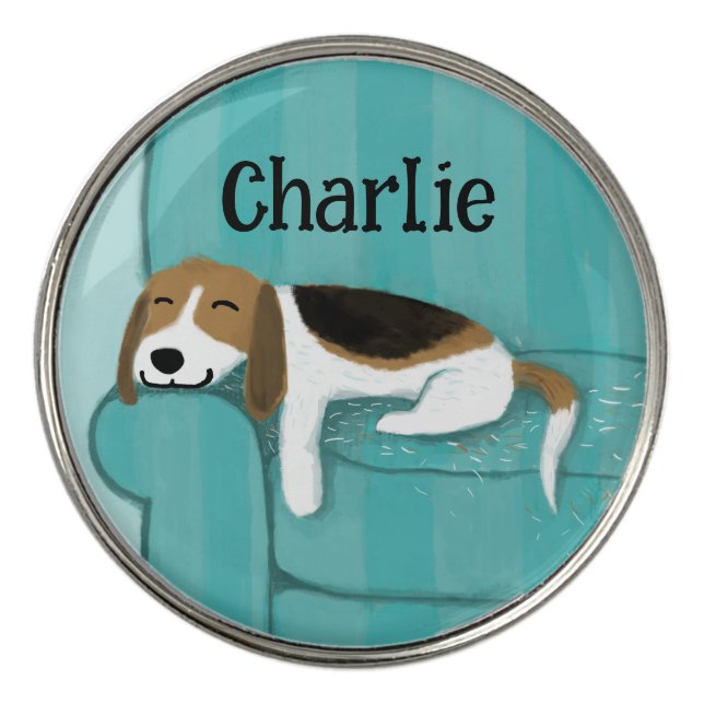 Cute Beagle Dog Lover Custom Golf Ball Marker (Front)