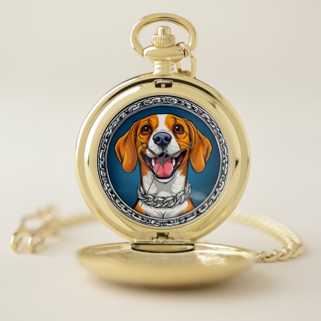 Cute Beagle dog Pocket Watch (Inside)