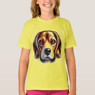 Cute Beagle Dog Portrait with Vibrant Colors T-Shirt