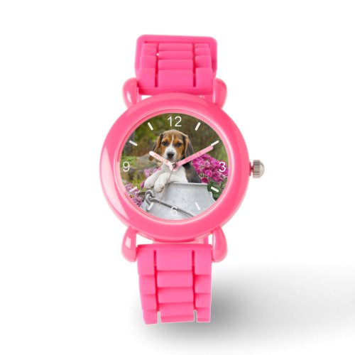 Cute Beagle Dog Puppy Churn  Strapwatch dial_plate Watch