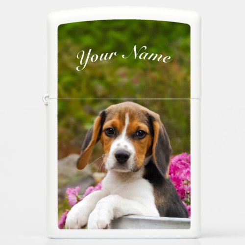 Cute Beagle Dog Puppy Pet Portrait _ Personalized Zippo Lighter