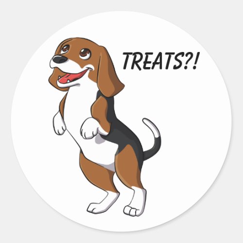 Cute Beagle Dog Puppy Treats Yum Dinner Time Love Classic Round Sticker