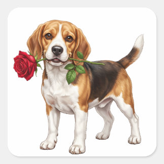 Cute Beagle Dog Square Sticker