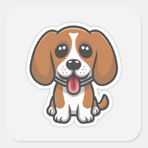 Cute beagle dog square sticker