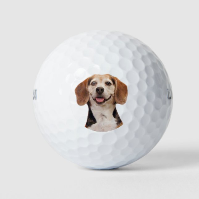 Cute Beagle Dog with Smile Golf Balls (Front)