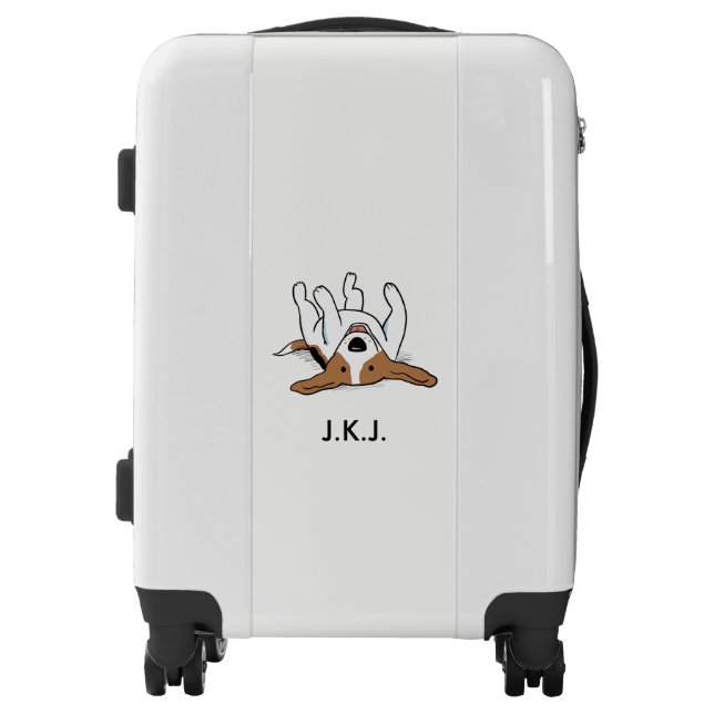 Cute Beagle Drawing with Custom Text Luggage (Front)