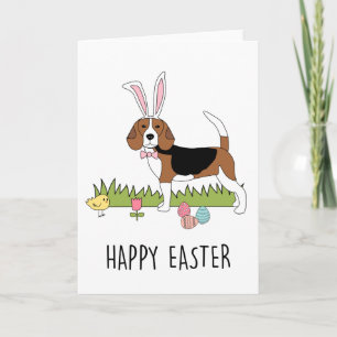 Cute Beagle Easter Bunny Card