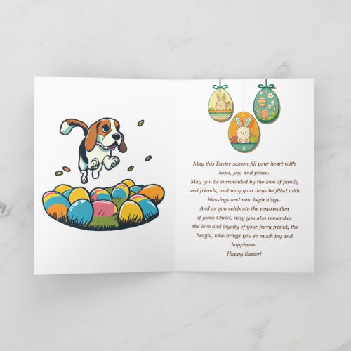 Cute Beagle Easter Bunny Wishes Thank You Card