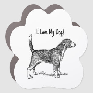 Cute Beagle Elegant Dog Drawing Car Magnet