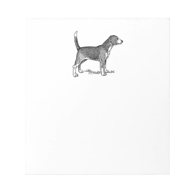 Cute Beagle Elegant Dog Drawing Notepad (Front)