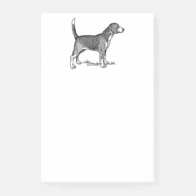 Cute Beagle Elegant Dog Drawing Post-it Notes (Front)