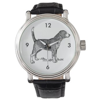 Cute Beagle Elegant Dog Drawing Watch by CorgisandThings at Zazzle