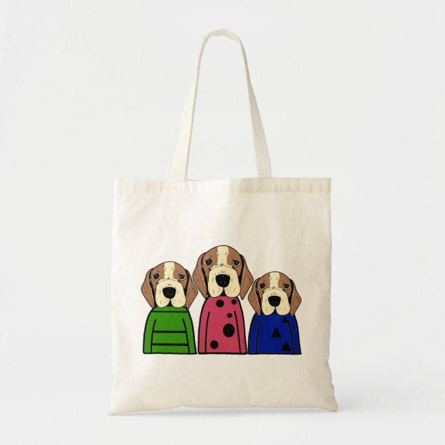 Cute beagle family dog tote bag (Front)