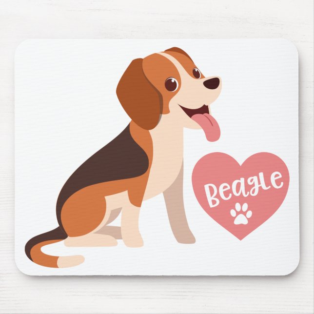 Cute Beagle Gift Funny Cartoon Puppy Dog Lover Mouse Pad (Front)