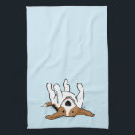 Cute Beagle Happy Cartoon Dog Fun Animal Lover's Kitchen Towel<br><div class="desc">Funny Beagle cartoon dog laying on back with legs in the air. This cute decorative kitchen towel makes a thoughtful housewarming gift or holiday stocking stuffer for a dog mom, dog dad, or anyone who loves Beagles! Visit Jenn’s Doodle World for even more original dog breed themed home decor and...</div>