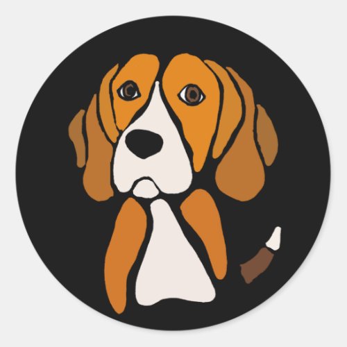 Cute Beagle Hound Dog Abstract Art Classic Round Sticker