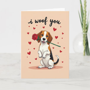 Cute Beagle I Woof You Card