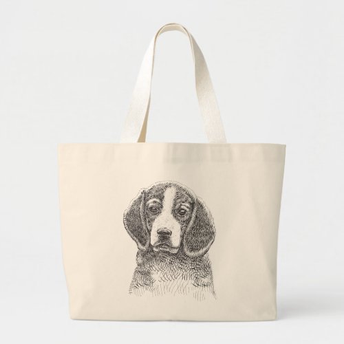 Cute Beagle Illustration Puppy Dog Lover Gift Large Tote Bag